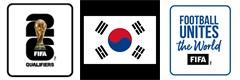 2026 World Cup Qualifiers & South Korea Flag & Football Unites The World (White) Badge