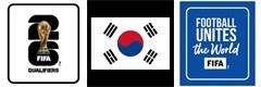 2026 World Cup Qualifiers & South Korea Flag & Football Unites The World (Blue) Badge